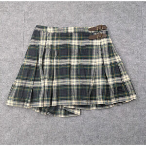 Polo Ralph Lauren Plaid Skirt Girls Large Green Belted Preppy Holiday Acaademia